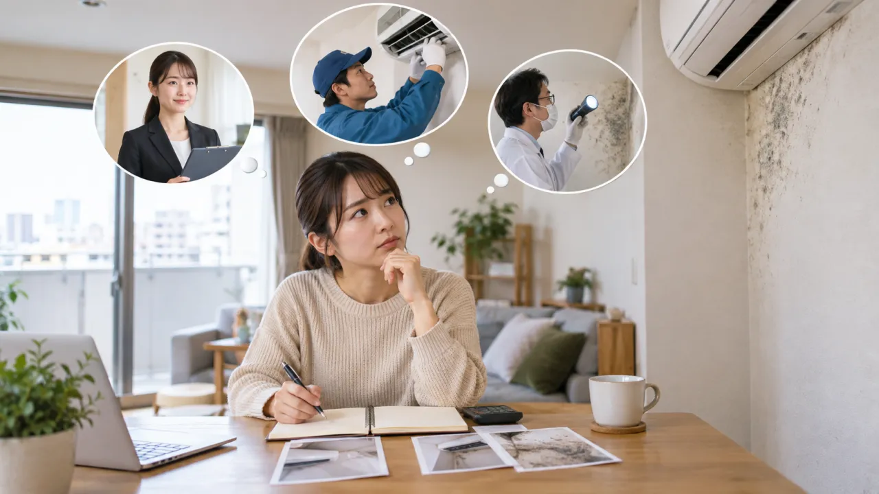 エアコンの臭いの相談先を整理する入居者