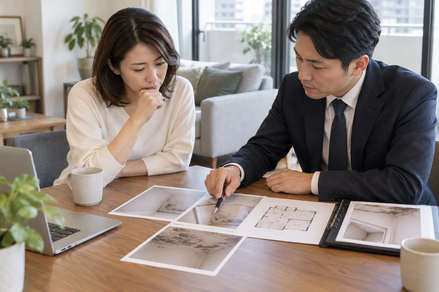 建物管理者と室内環境の相談内容を整理する場面
