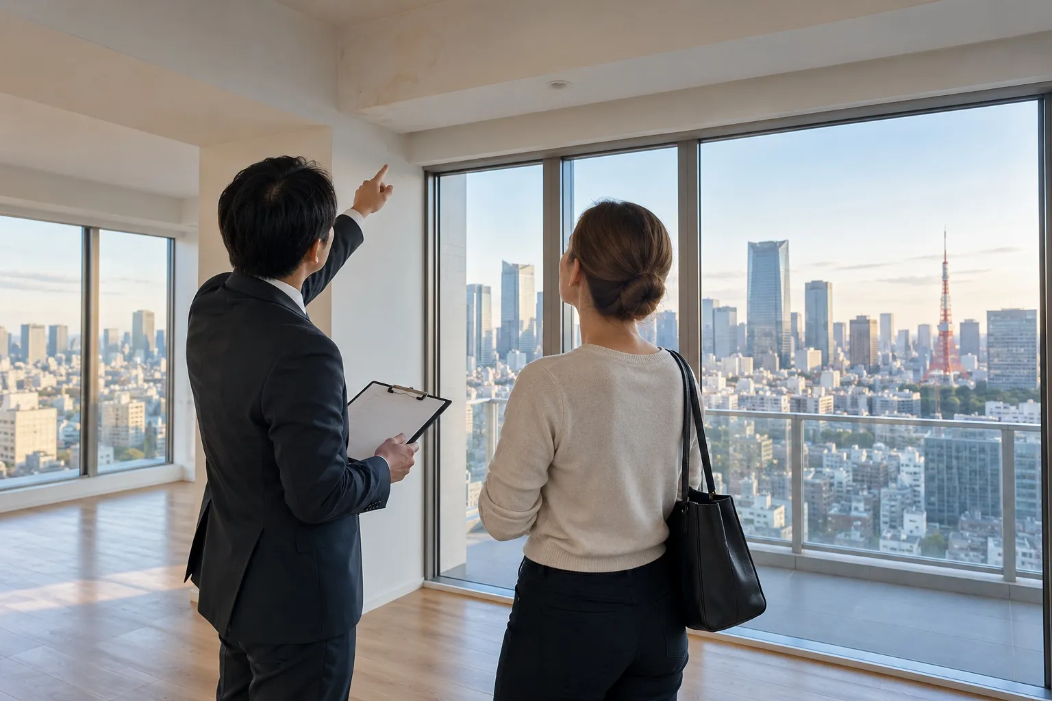 東京都内の賃貸住宅の引き渡し時に室内を確認するイメージ